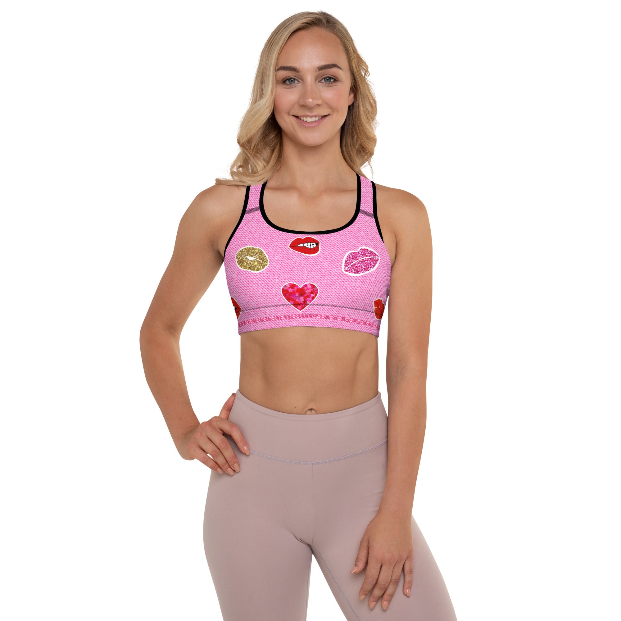 Pucker Up Valentine Kiss Sports Bra